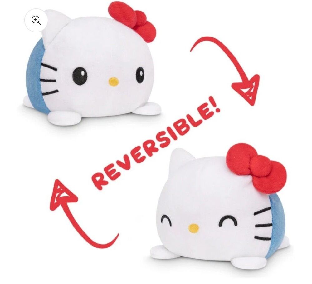 TEETURTLE REVERSIBLE HELLO KITTY PLUSHIE (WHITE + BLUE) 5 Inch
